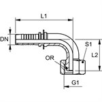 SWAGE FITTING 90° FEM METRIC 12L X 1 / 2"