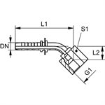 RACCORD 45° FEM JIC 1-1 / 4" X 1"