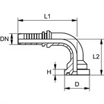 RACCORD 90° CODE 61 2" X 2" LONGUE PORTÉE 140MM